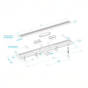 TUŠ SLIVNIK L=650mm 2U1-SZA4650