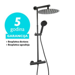 USPONSKI TUŠ TREVI+ČESMA TERMOSTATSKA CRNA-NP75-TRV7U-BL