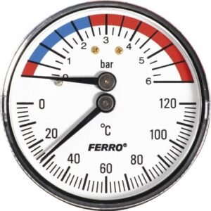 TERMOMANOMETAR 63mm 1/2" 0-6bar, 0-120 stC-TM63A