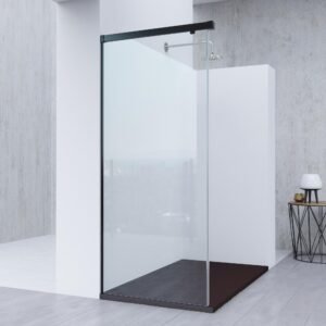 WALK IN S493B-90 90x200cm 6mm BLACK PROFILES/SILK PRINTING GLASS