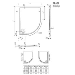 KADA TESO 120x80 PK R55 DESNA BEZ OBLOGE TUŠ
