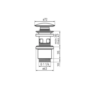 PILETA NIKLOVANA 5/4" KLIK-KLAK KERAMIČKA OKRUGLA-S288PPC FERO