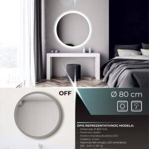 LED OGLEDALO  LUNA WHITE Z2L0 800x800x35mm